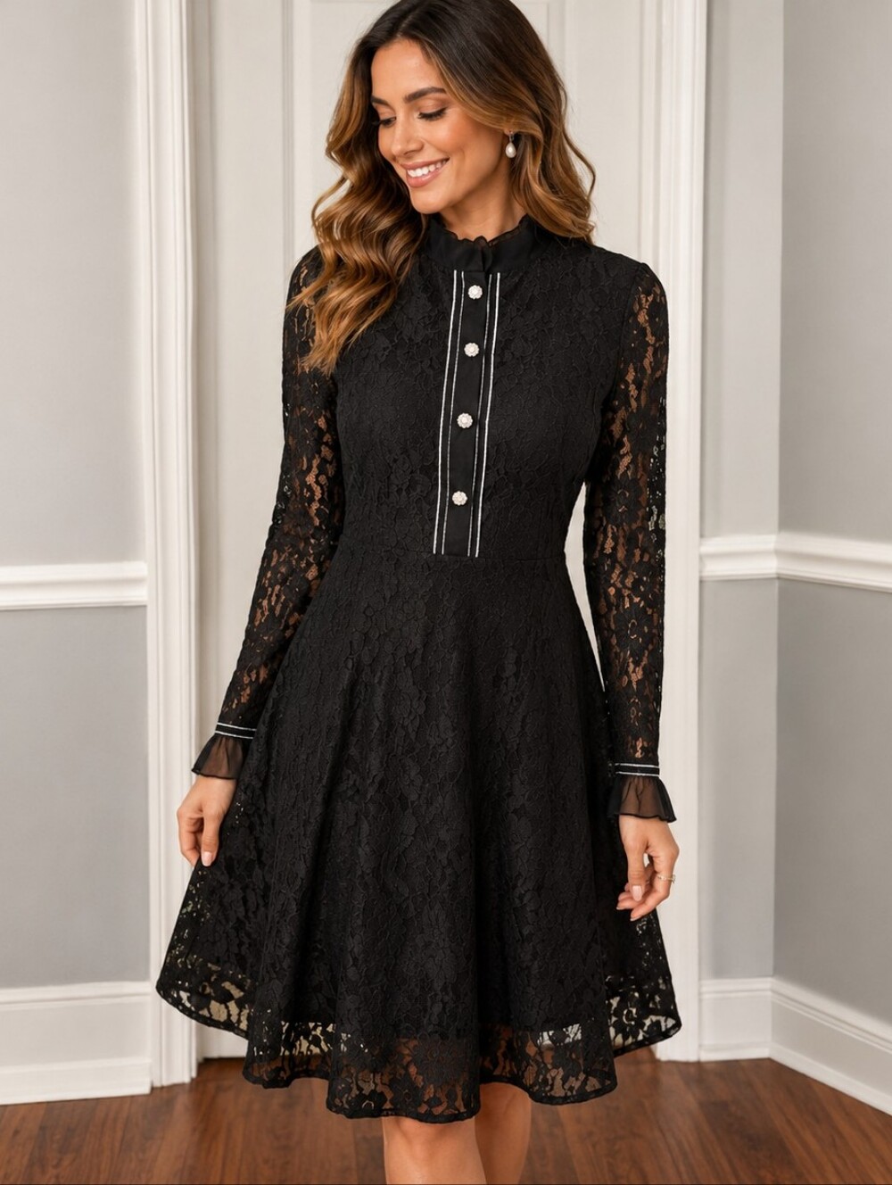 Black Lace Overlay Dress NWT Size 8